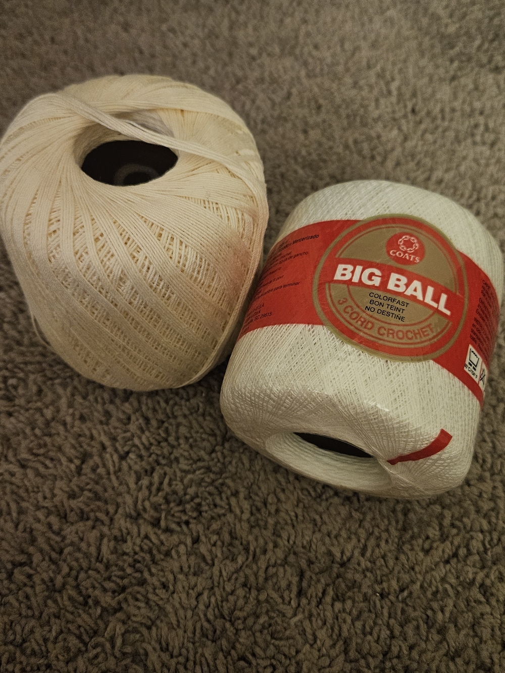 Coats Big Ball 3-Cord Crochet Thread - White & Cream